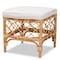 Baxton Studio Orchard Modern Bohemian White Fabric Upholstered and Natural Brown Rattan Ottoman 203-12585 - alternate 3